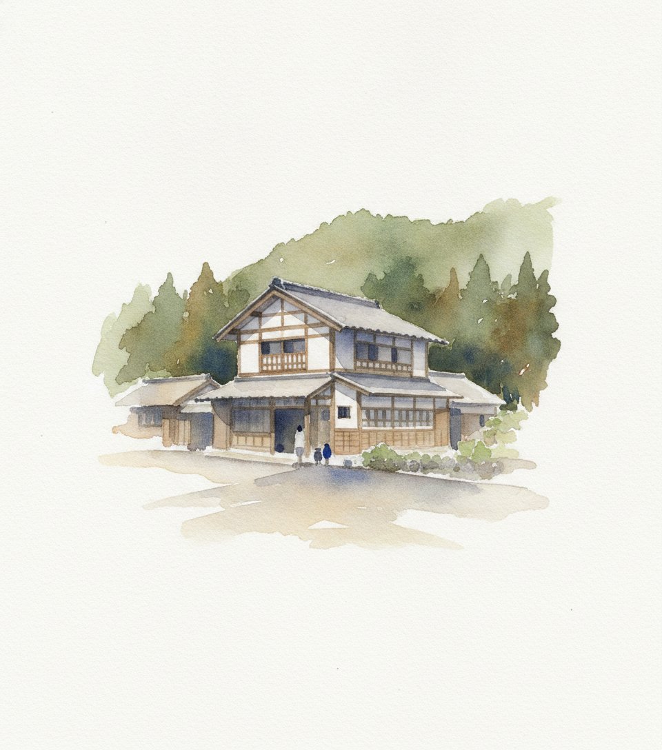 小鹿田焼陶芸館（水彩）